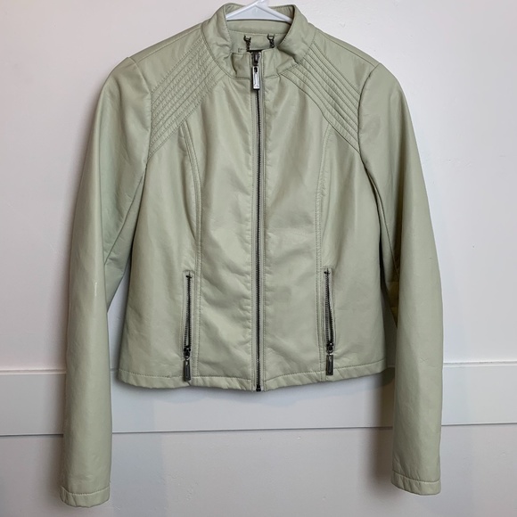 Jou Jou Jackets & Blazers - j2 Jou Jou Cream Faux Vegan Leather Jacket